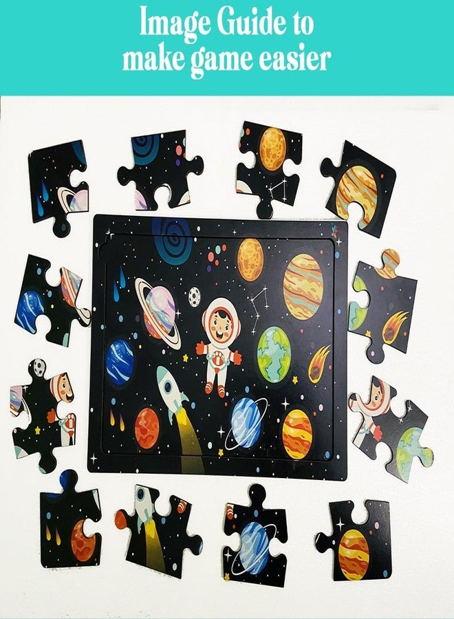 Khilonewale Solar Wooden Jigsaw Puzzle: Fun and Educational Toy for Kids (Ages 3-8), 12 Pieces, 8X12 Inches. (Solar System) - Image 2